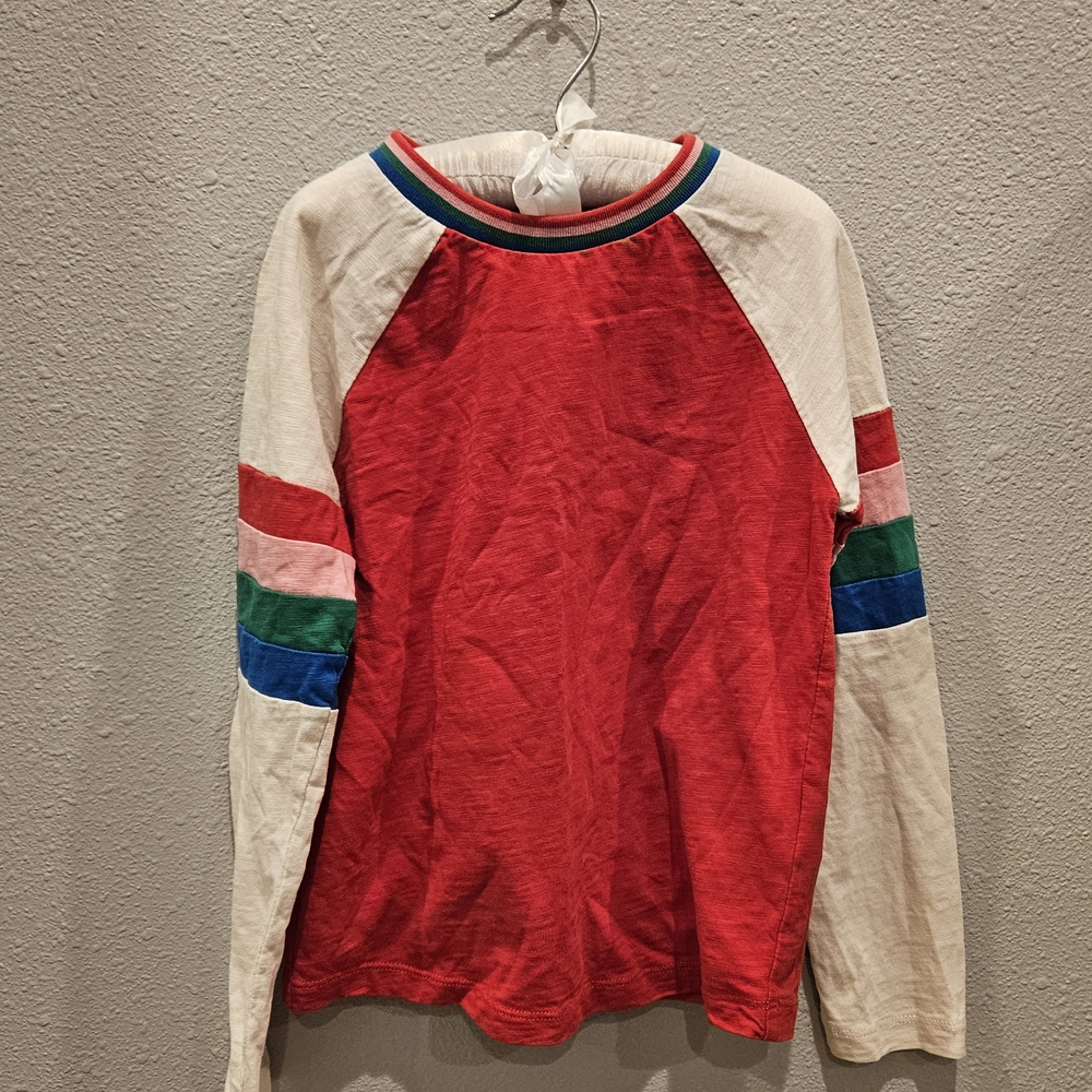 OBO Mini Boden Red and Cream Long Sleeve Tee